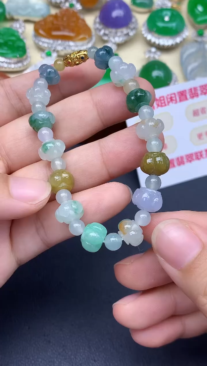 18K金镶嵌手链翡翠150-中国好珍宝