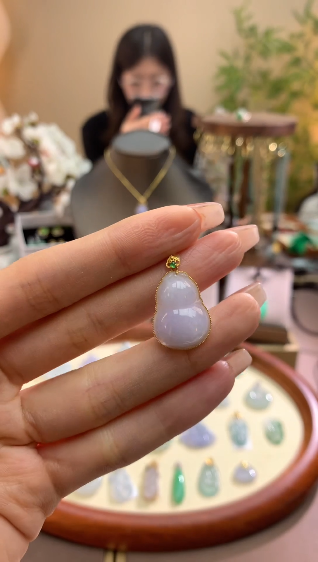 【闪购商品】翡翠颈饰18K金镶嵌葫芦