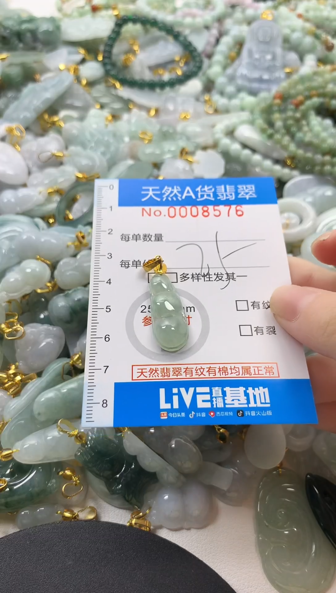 颈饰未镶嵌翡翠净货挂件-8576