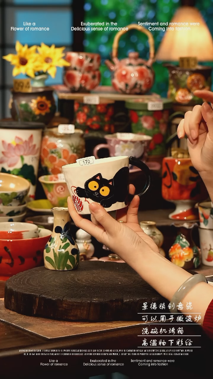 陶瓷景德镇高温釉下彩手工手绘款式@A0763@