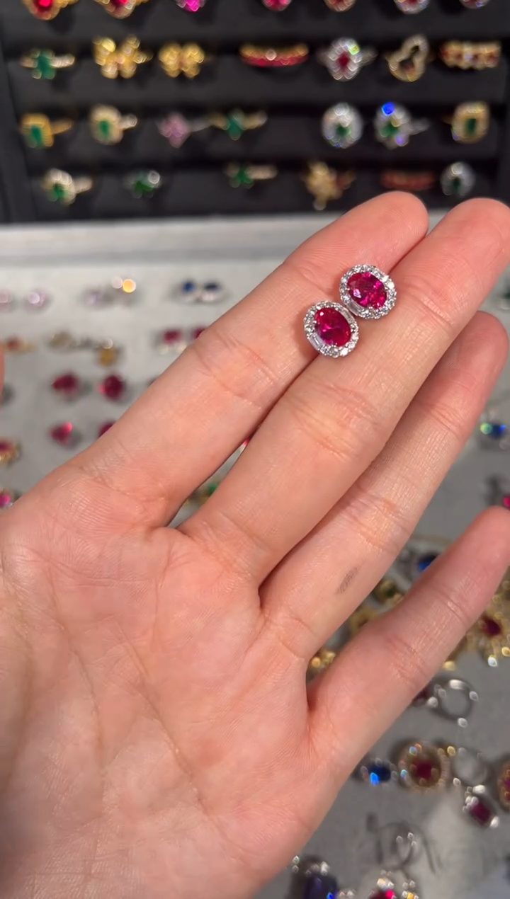 【闪购商品】红宝石耳饰银S925镶嵌1563525