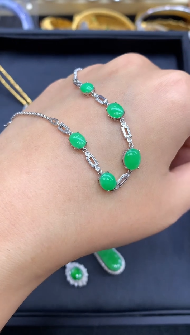 18K金镶嵌手链翡翠442-中国好珍宝