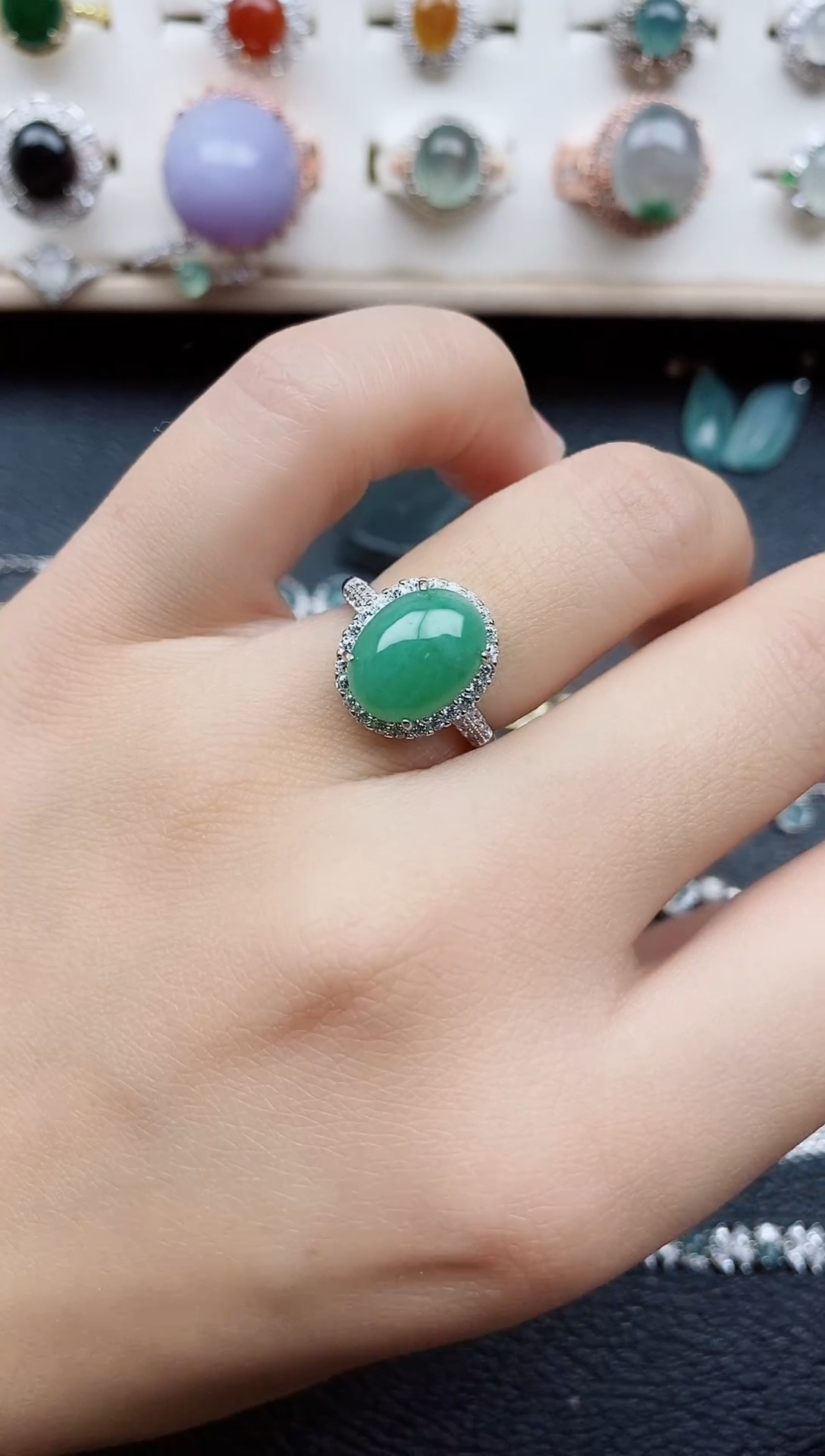 【闪购商品】翡翠戒指银S925镶嵌111111