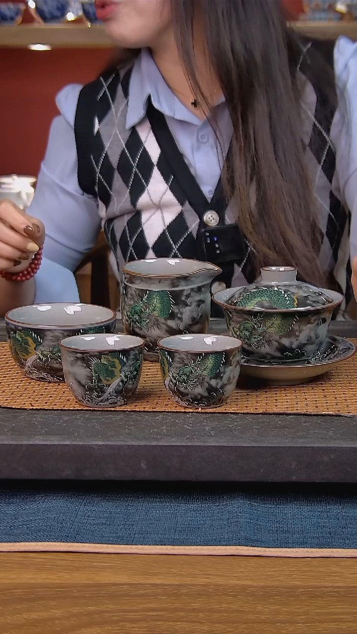 简装家用款5件套 老陶泥开片纹陶瓷茶具