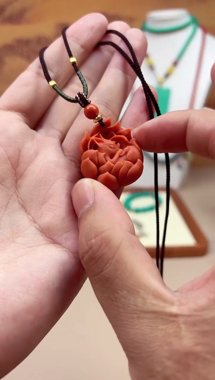 南红玛瑙14K金镶嵌颈饰X172