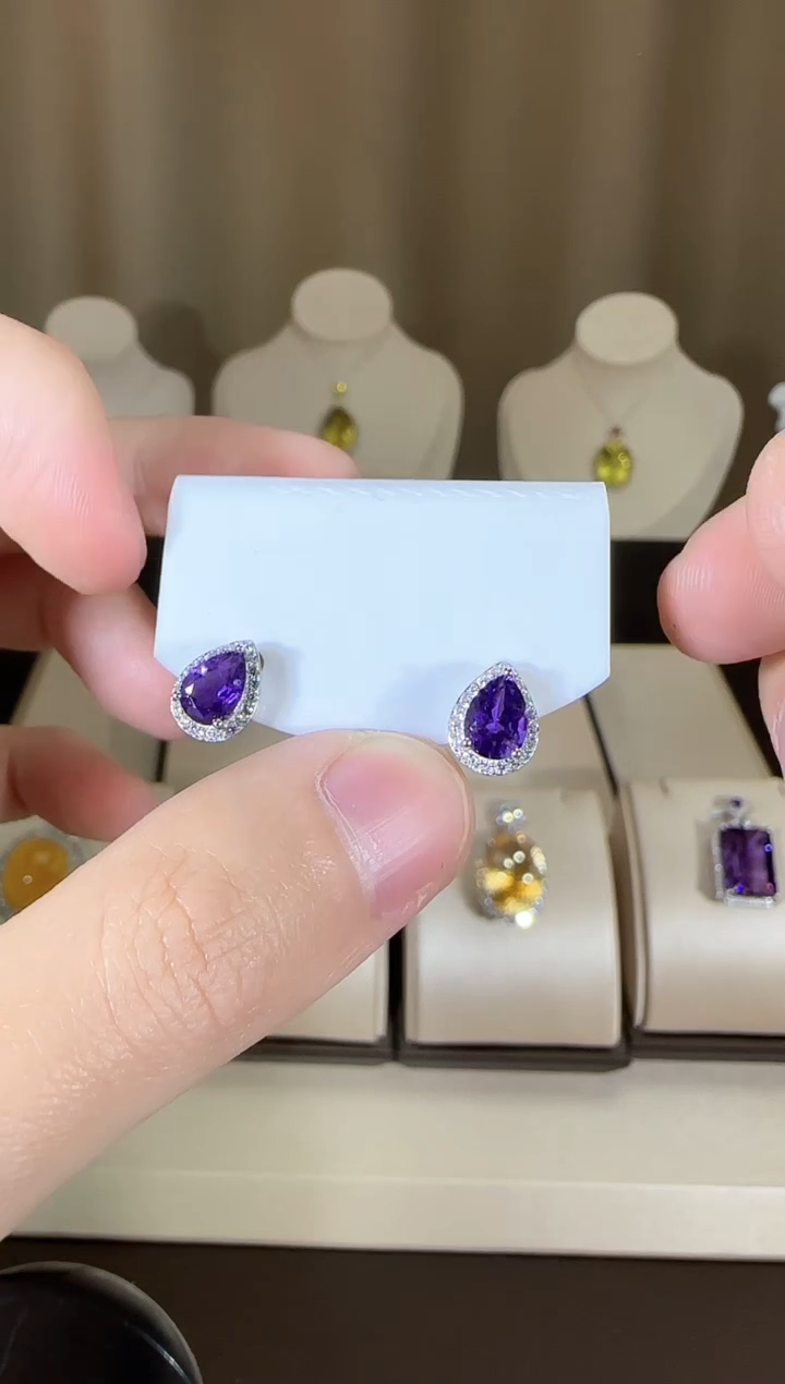 【闪购商品】紫晶耳饰银S925镶嵌5*mm耳钉