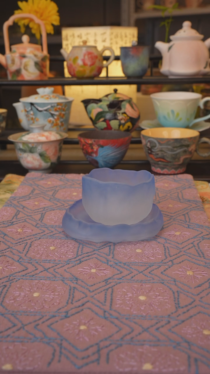 【闪购商品】福利品 蓝色琉璃套杯