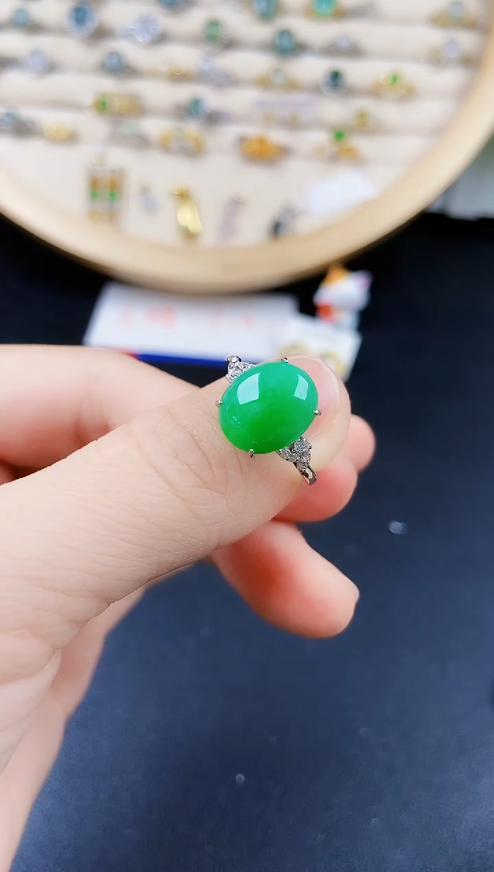 翡翠银S925镶嵌戒指464564