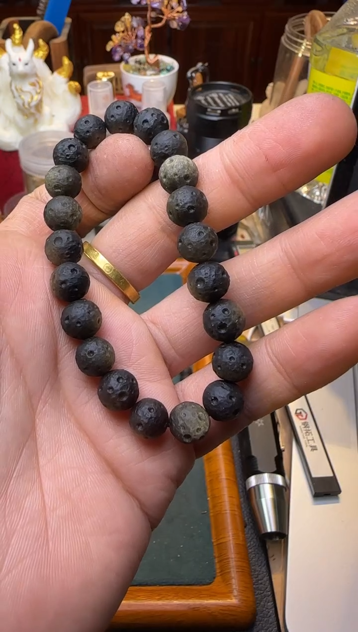 【闪购商品】黑曜岩手串未镶嵌金曜石单圈10mm星球款