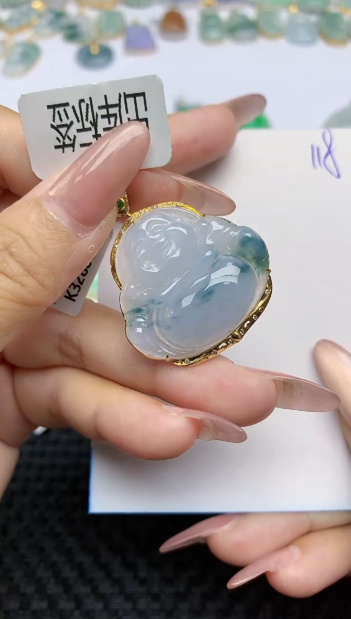 【闪购商品】翡翠颈饰18K金镶嵌天然A货翡翠 118