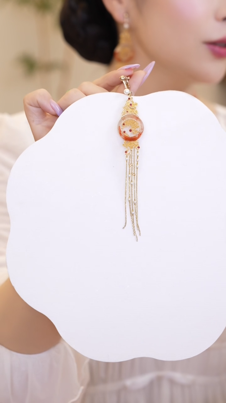 【闪购商品】南红玛瑙圆环流苏耳坠18K金镶嵌ZS