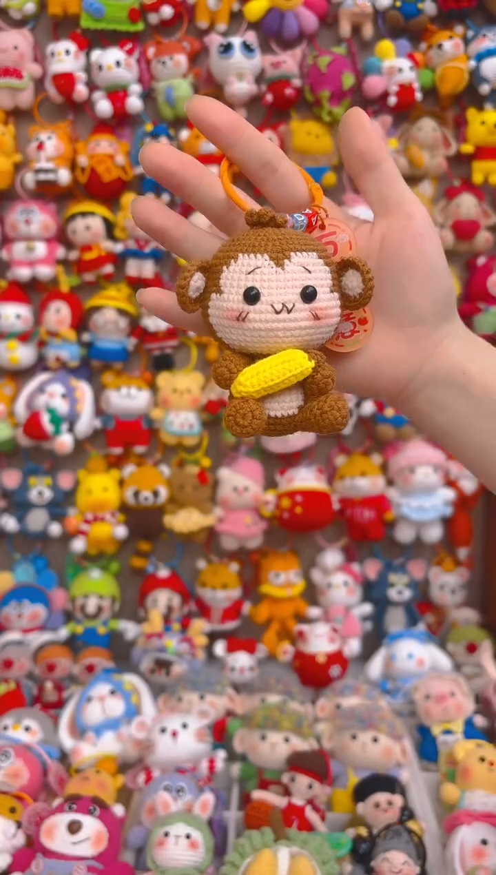 纯手工制作毛线钩织成品香蕉猴