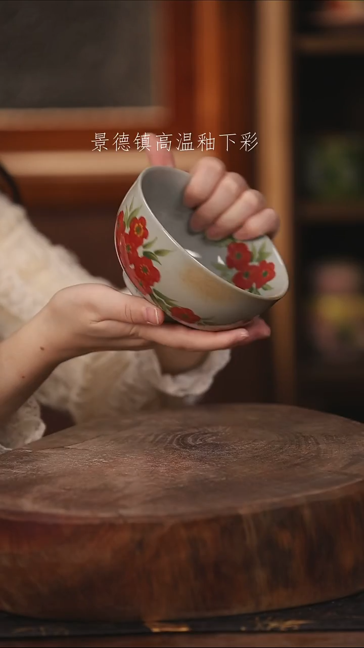 陶瓷景德镇高温釉下手绘陶瓷@L498@