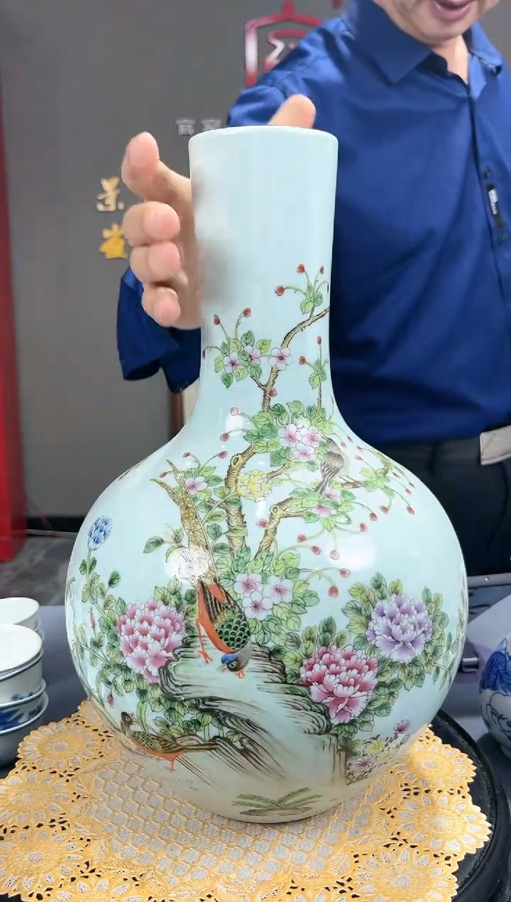 【闪购商品】官窑瓷画院623官窑瓷画院锦堂富贵天球瓶