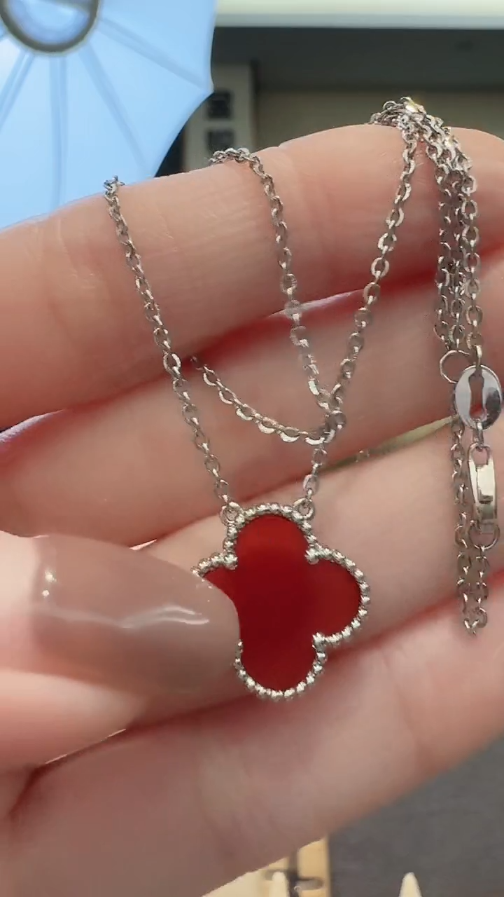 玛瑙/玉髓套链铂Pt950镶嵌PT950幸运草套链