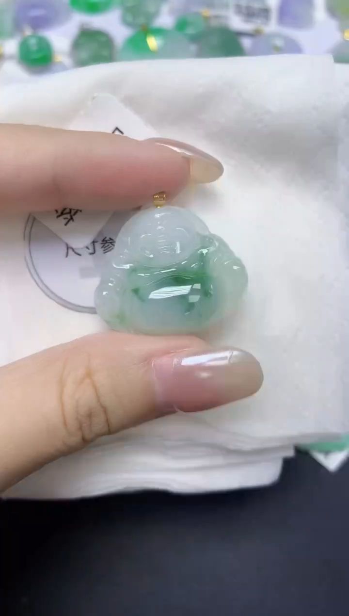 颈饰18K金镶嵌翡翠天然缅甸翡翠A货百元以上9元证书费自理