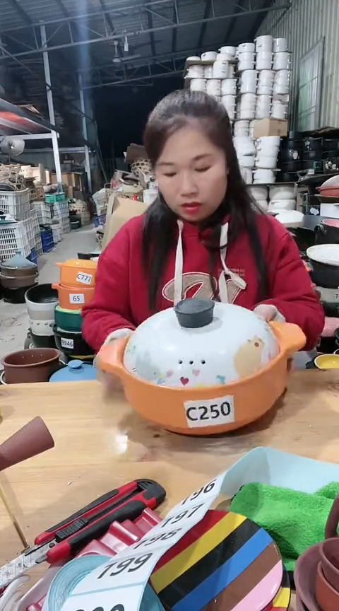 【闪购商品】c250瑕疵橙色锅带盖，