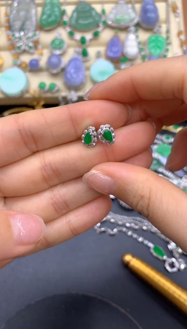 【闪购商品】翡翠耳饰18K金镶嵌260-中国好珍宝