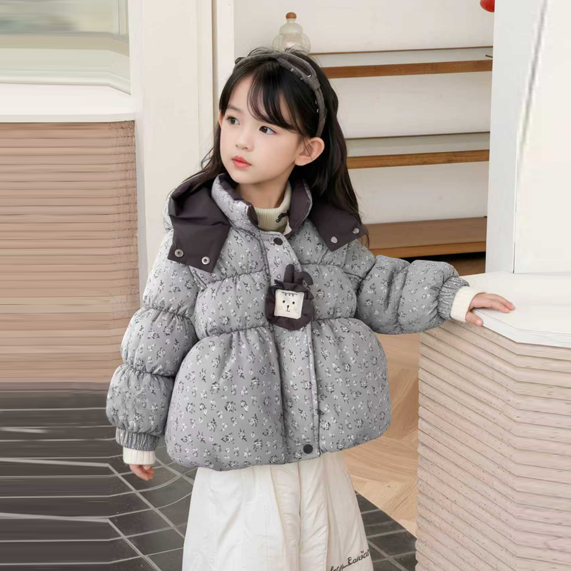 女童棉服洋气儿童女宝宝冬装棉衣加绒加厚保暖外套新款女孩棉袄
