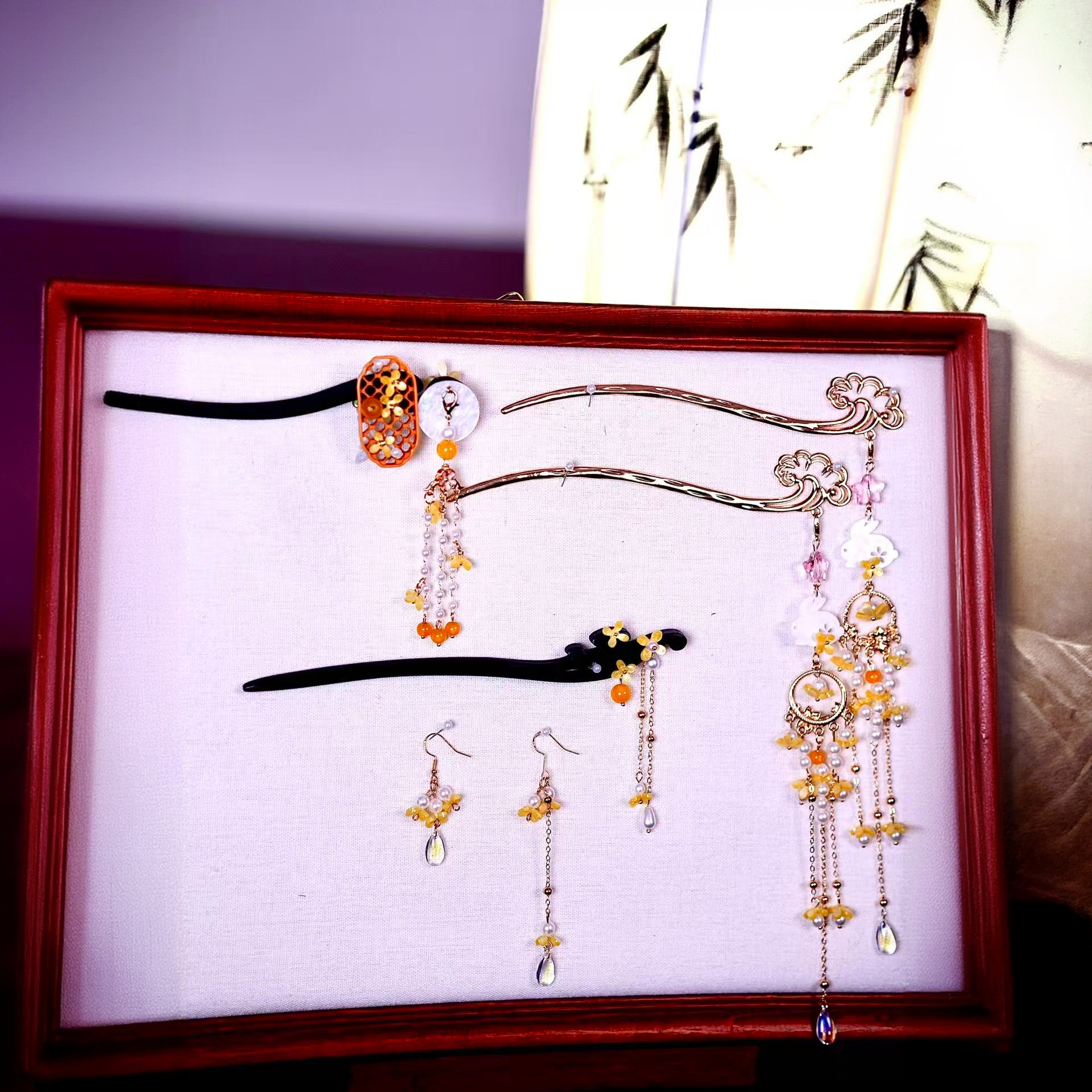 MT017【桂花】古风头饰汉服发饰中秋套流苏步摇二次元发簪耳饰配饰