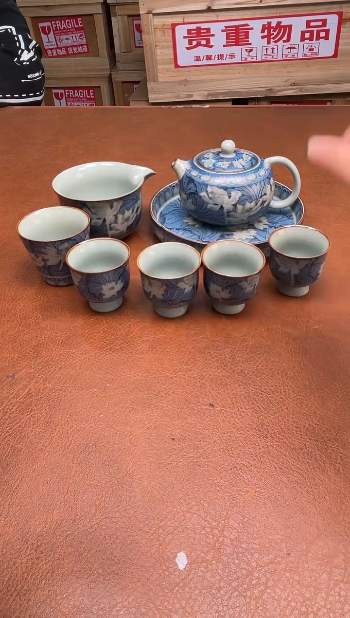 蓝彩荷系列铁胎套组