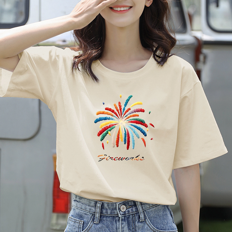 短袖T恤男女夏季2025新款宽松纯棉半袖上衣印花显瘦正肩小众G178