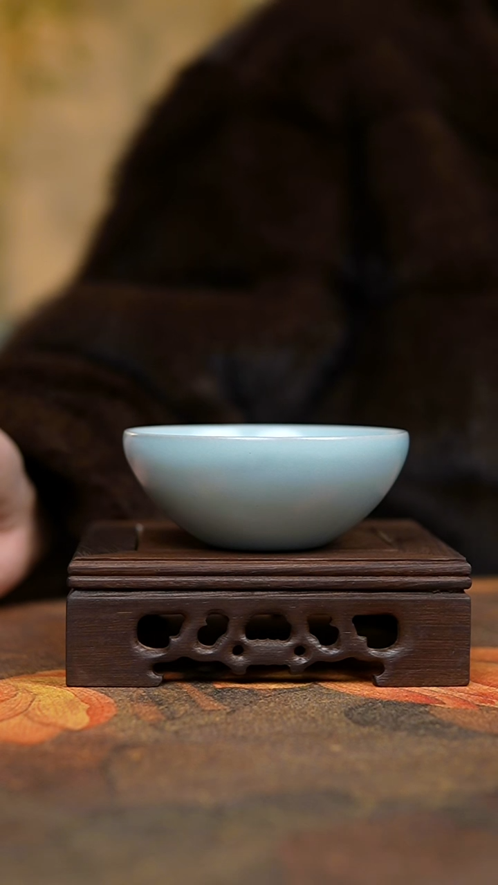 杯仿古宋臻釉鸡心盏杯瑕