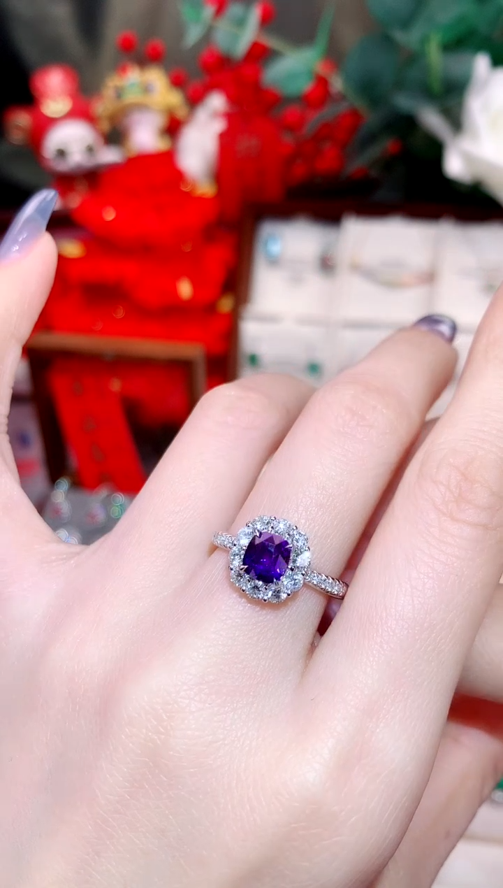 【闪购商品】彩色蓝宝石戒指18K金镶嵌1.15ct/天然宝石/七天无理由