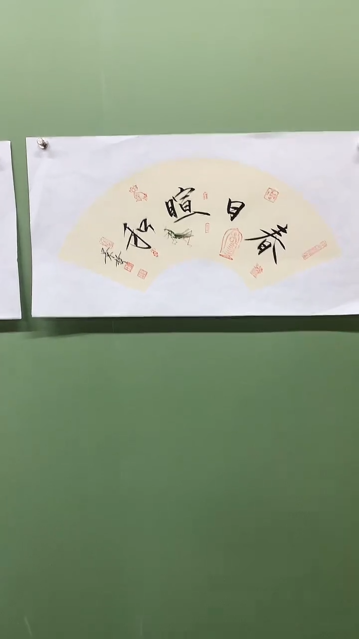 横款精品扇面书法，春日