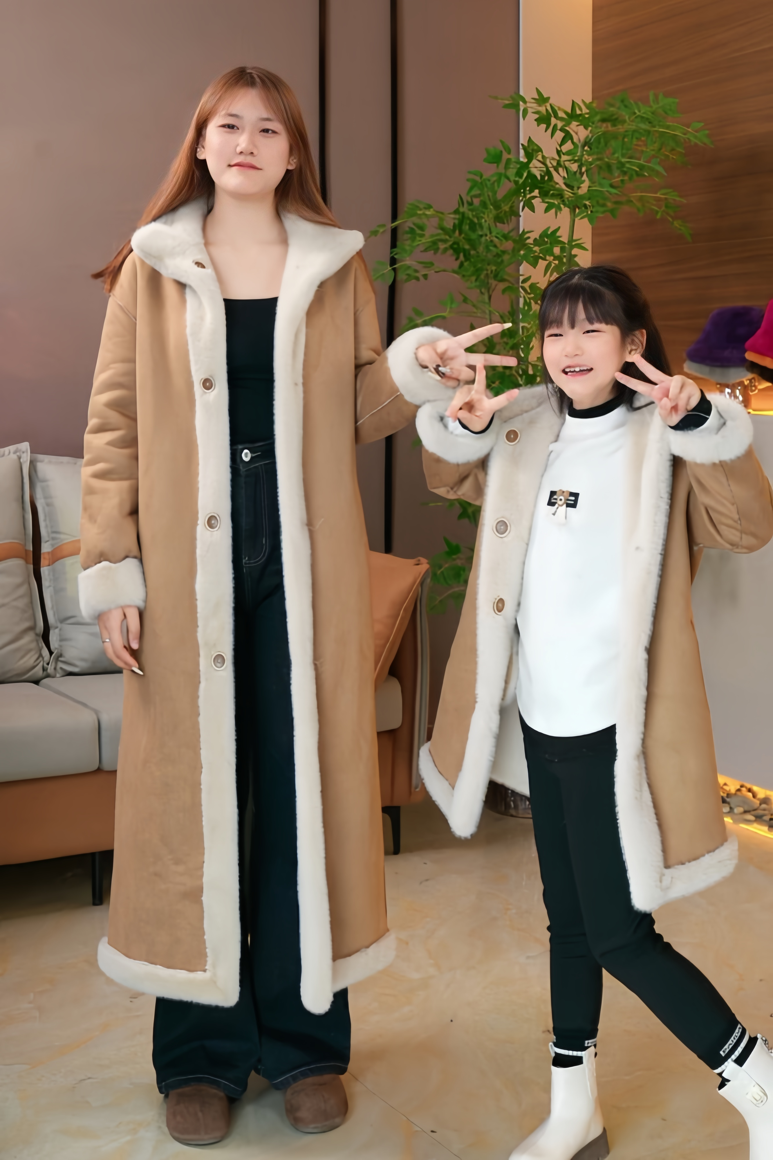 女童装2025新款女童长款毛毛外套新款皮毛一体儿童大衣冬季加厚