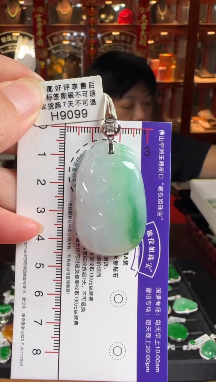 颈饰18K金镶嵌翡翠H9099如意