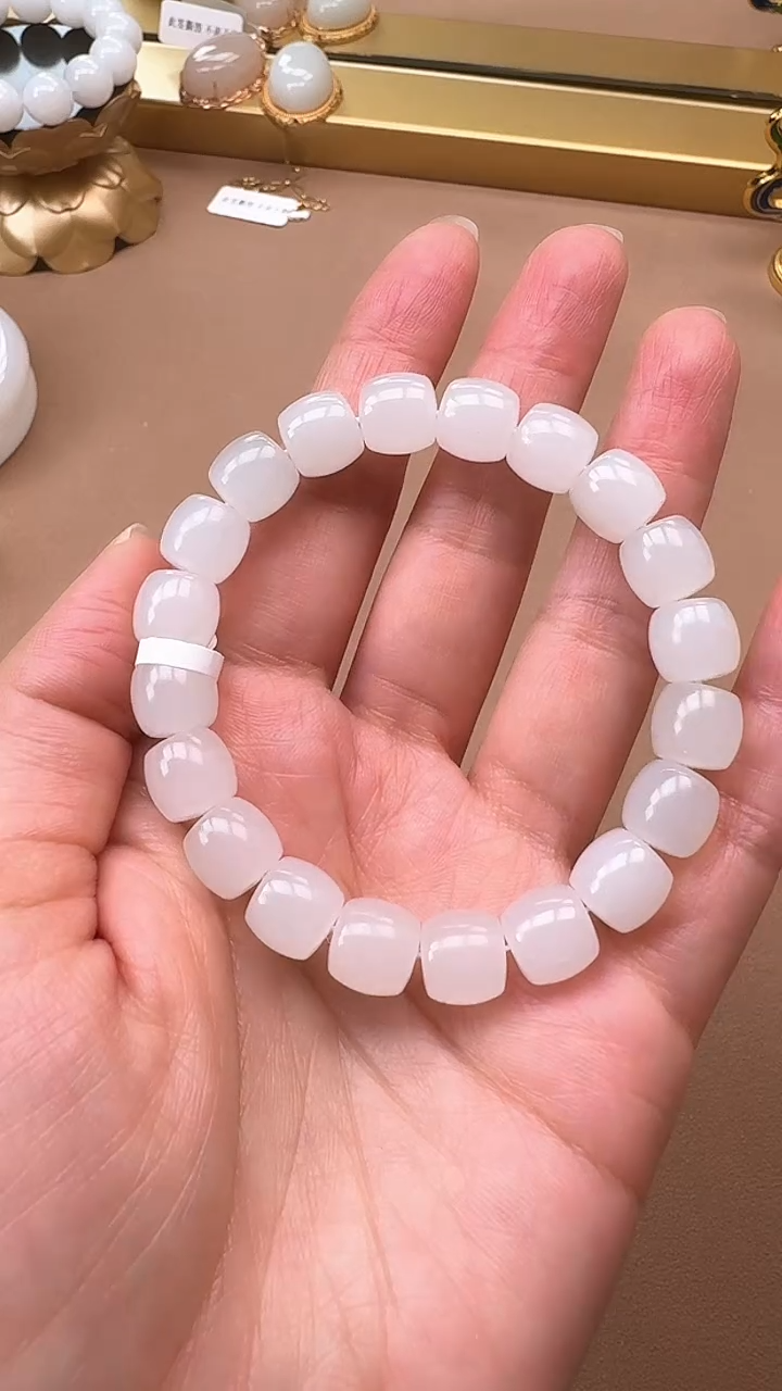 【闪购商品】和田玉手串未镶嵌1412老型珠9*10mm手串