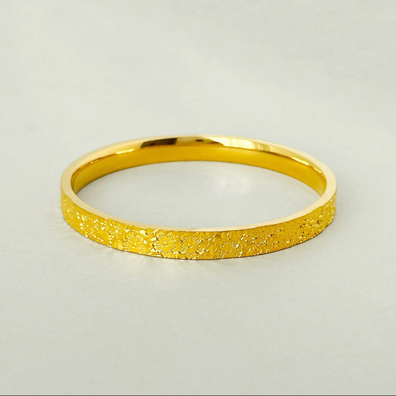 足银手镯 足银繁花碎冰冰女款素款气质经典百搭爆闪精美时尚手镯