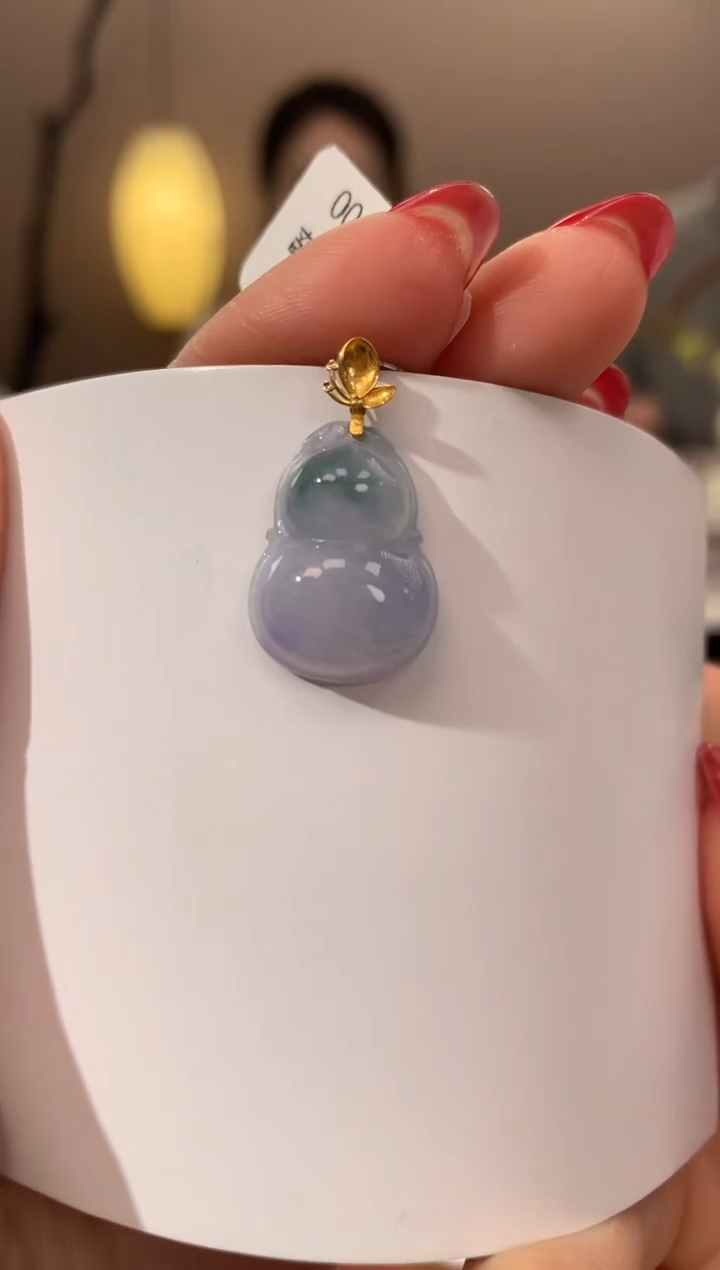 【闪购商品】翡翠颈饰18K金镶嵌天然缅甸a货翡翠