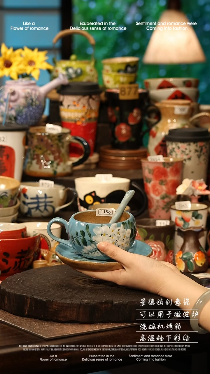 陶瓷景德镇高温釉下彩手工手绘款式@A1156@