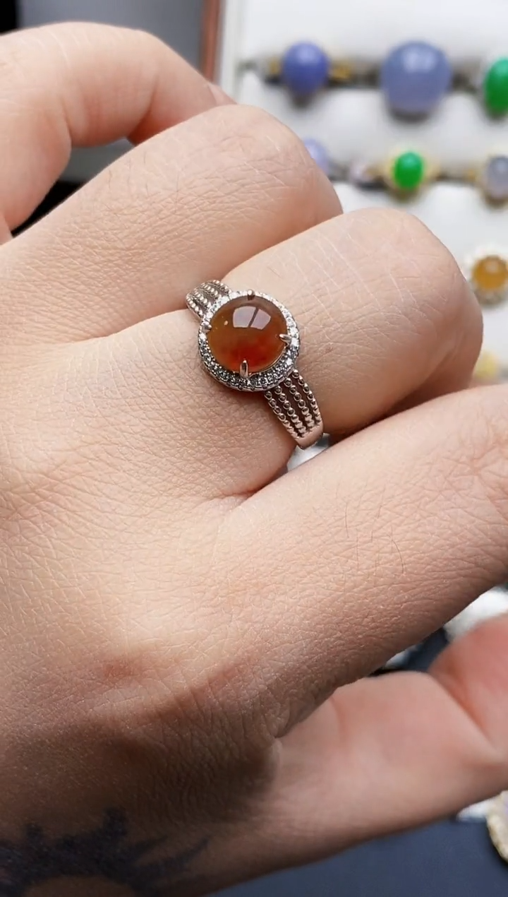 银S925镶嵌戒指翡翠3386