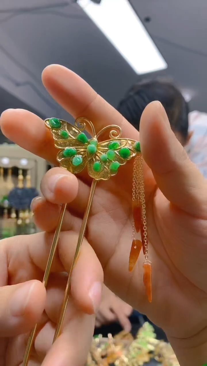 【闪购商品】翡翠耳饰合金0219翡翠发簪