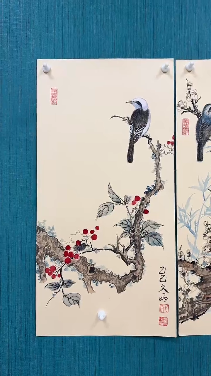 国画卡纸66*33花鸟