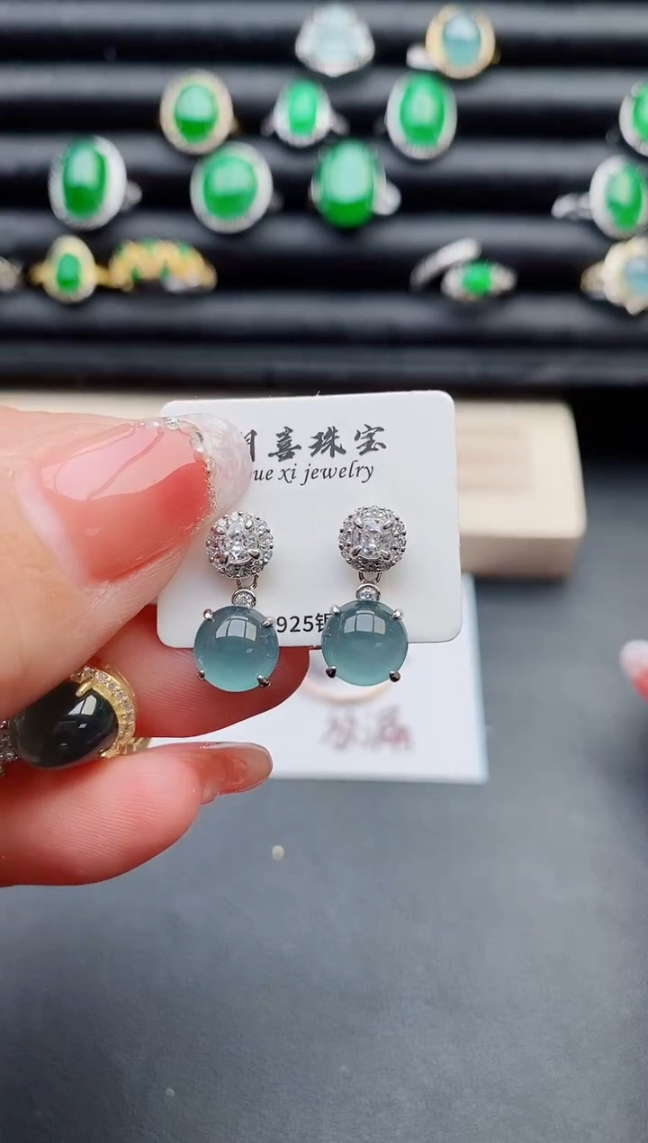 【闪购商品】翡翠耳饰银S925镶嵌312312