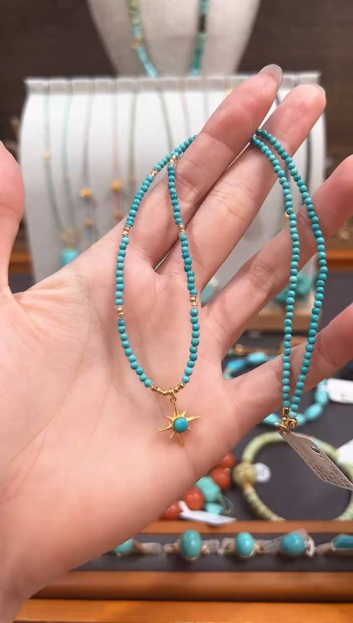 【闪购商品】绿松石18K金镶嵌颈饰绿松石项链