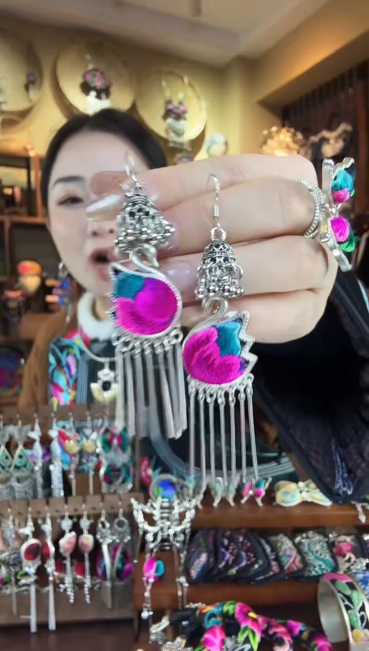 刺绣非遗刺绣民族风耳环