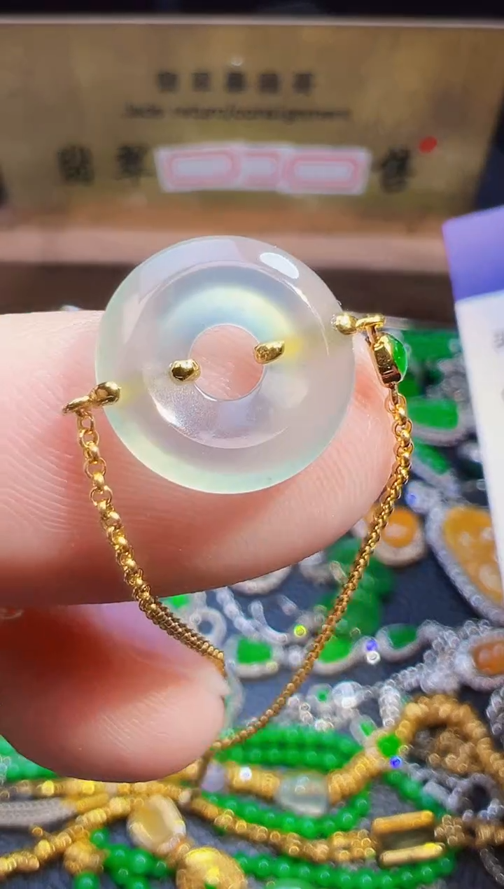 18K金镶嵌手链翡翠翡翠