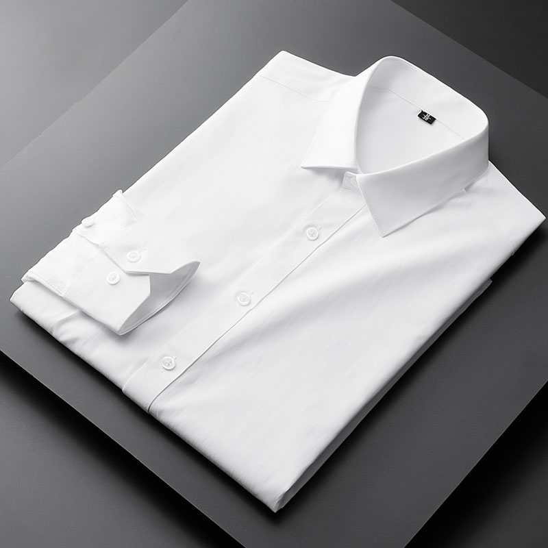 白色净面棉质长袖衬衫【有无口袋任意发】