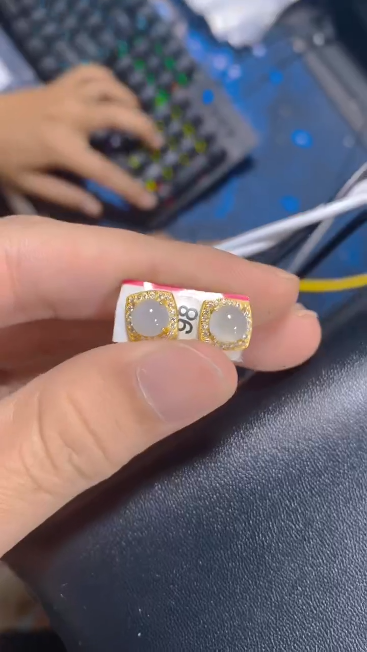 【闪购商品】翡翠耳饰银S925镶嵌0565175545/多样性发一