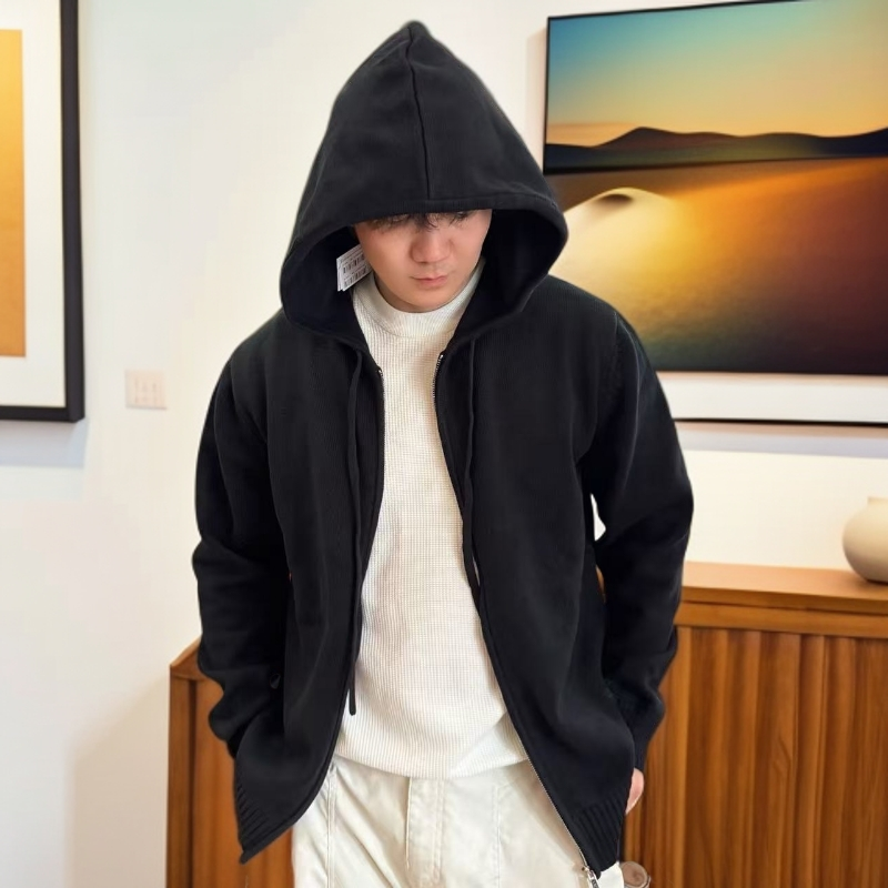 小鱼重磅针织外套800克重冬季毛衣情侣开衫保暖纯色