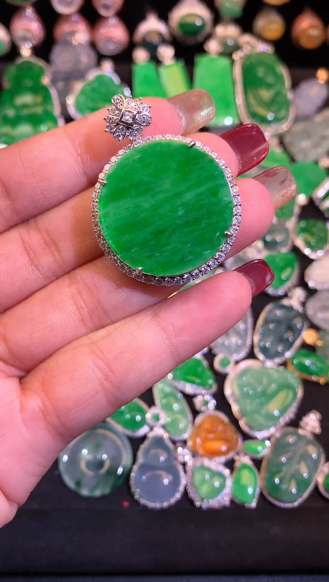 【闪购商品】翡翠颈饰银S925镶嵌缅甸天然翡翠A货