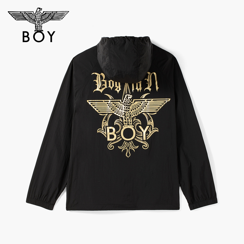 BOYLONDON25新款男女同款潮牌印花宽松休闲连帽外套夹克N23803