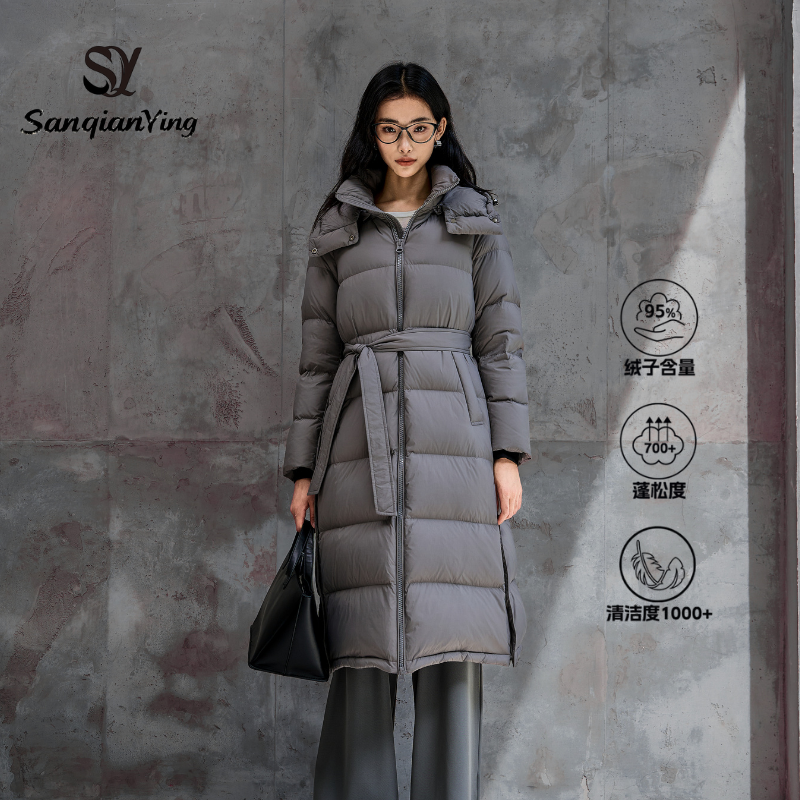 三千营2025冬季新款收腰显瘦95白鸭绒过膝时尚女款休闲羽绒服