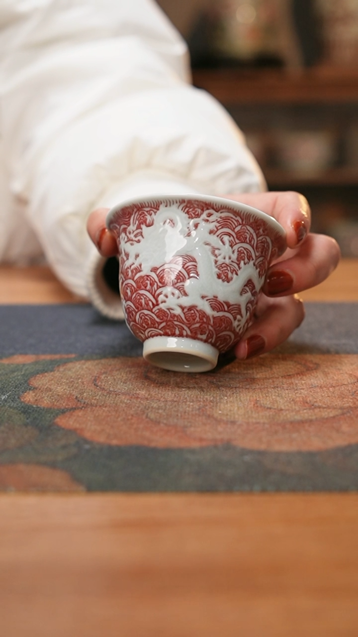 【闪购商品】贵红窑釉里红苍龙教子铃铛杯