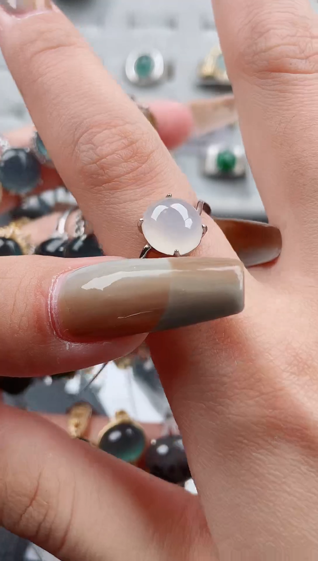 【闪购商品】翡翠戒指银S925镶嵌戒指58